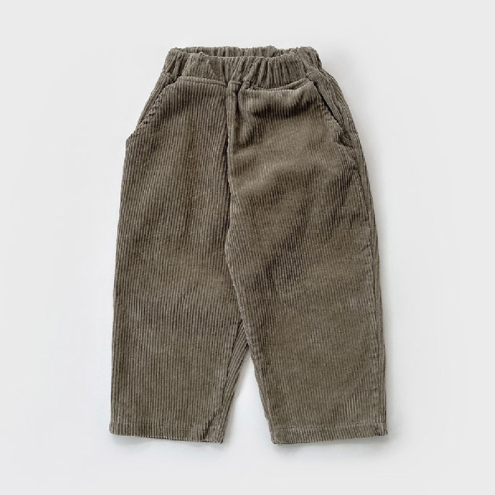 W.S.B. 鬆緊腰燈芯絨直筒長褲-摩卡咖