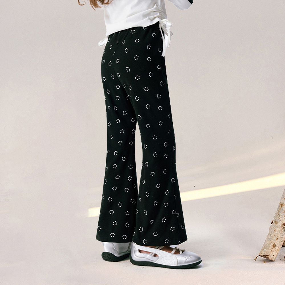 高彈舒適喇叭褲-微笑-黑色