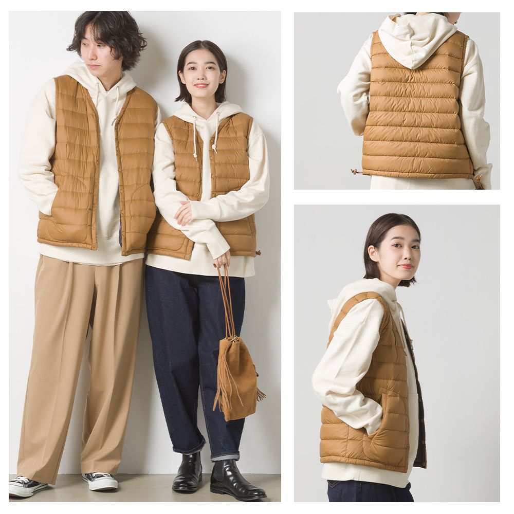 日本 OMNES - 超輕量保暖羽絨背心(媽媽)-杏