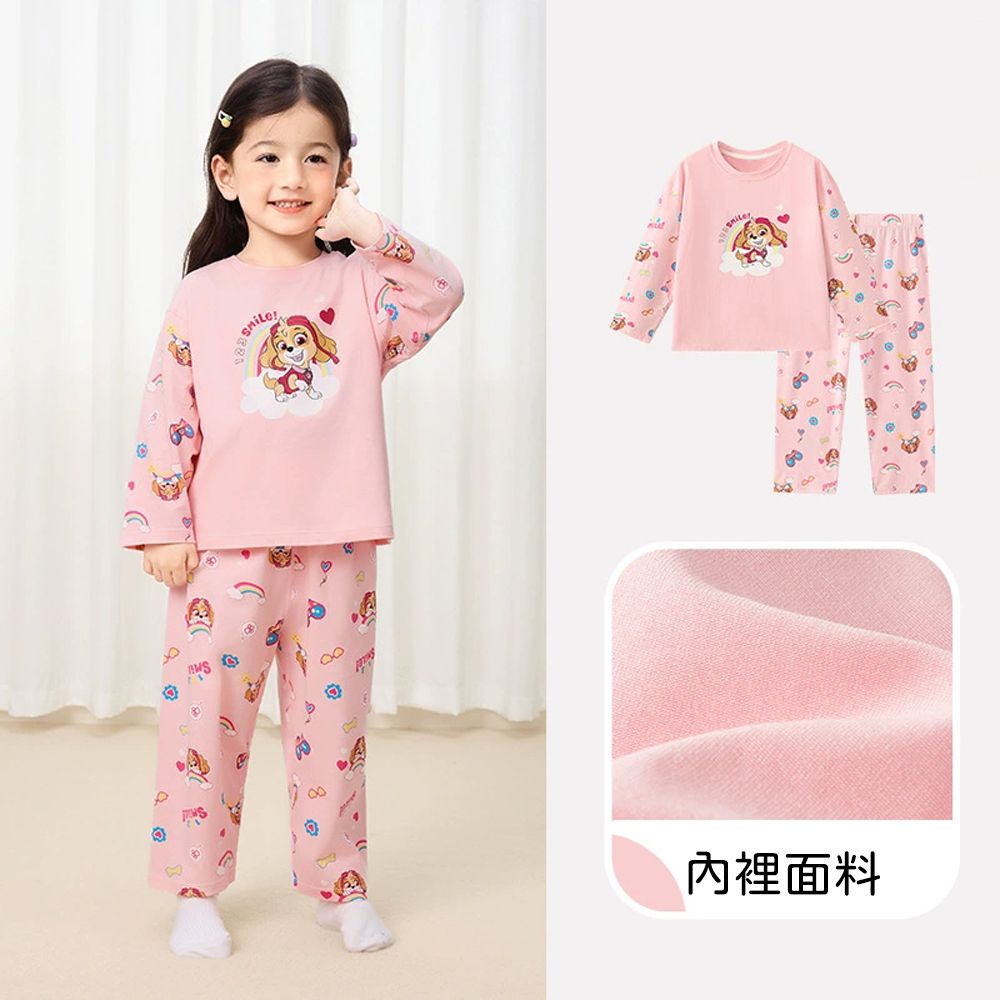 卡通汪汪隊長袖家居服套裝-卡通人物天天-粉色