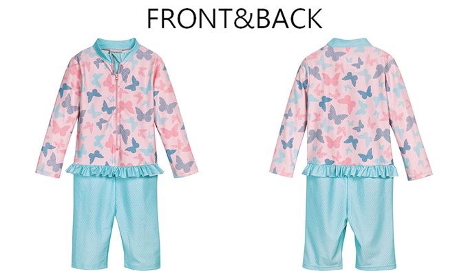 德國Playshoes - 抗UV長袖防曬防寒兒童連身泳裝-蝴蝶