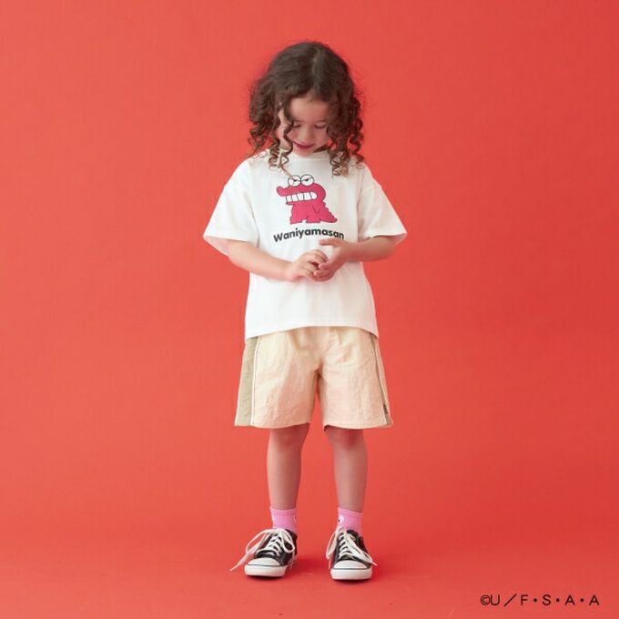 日本 b-ROOM - 聯名限定 短袖上衣-卡通人物鱷魚阿山-白