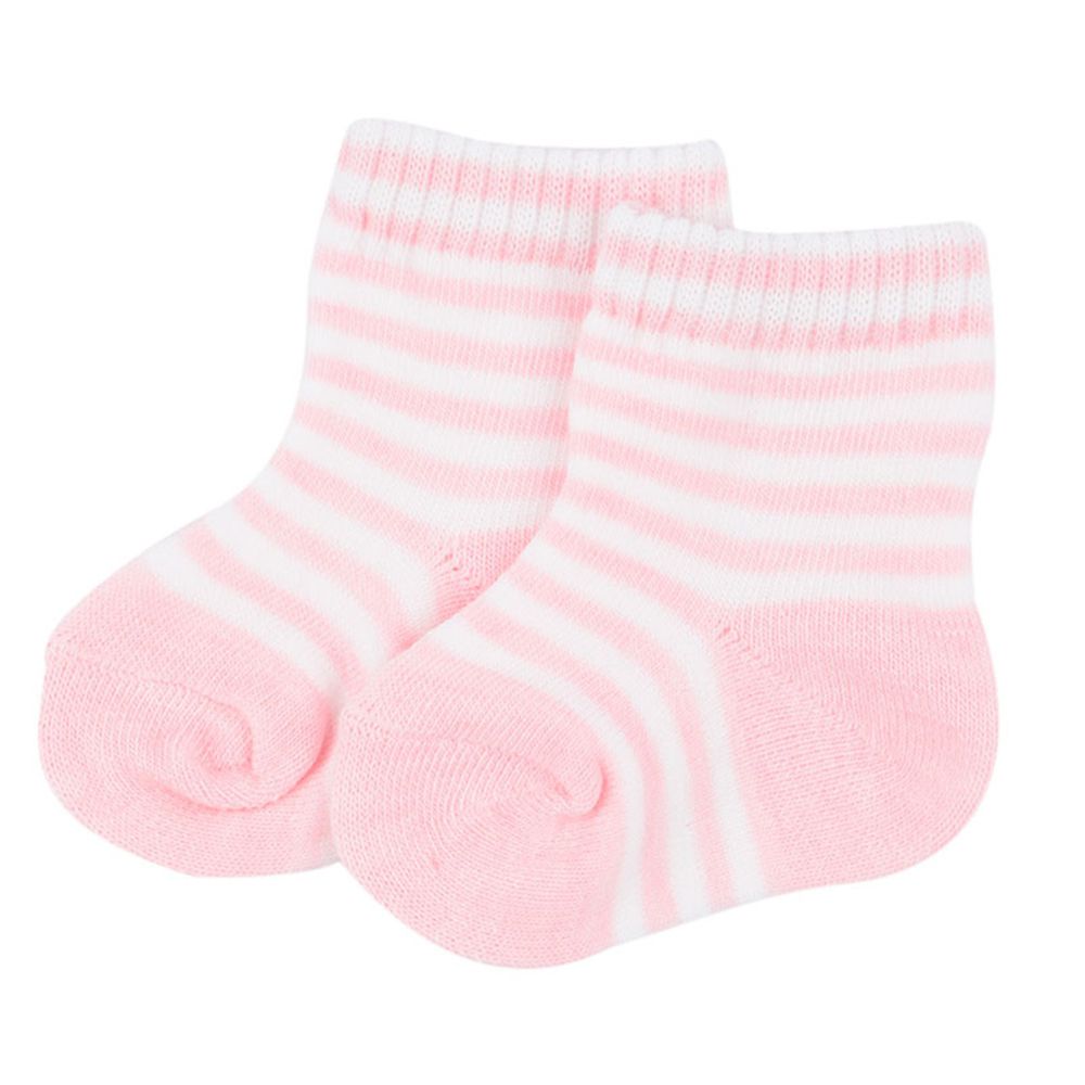 akachan honpo - 橫紋襪-粉紅色 (7～9cm)