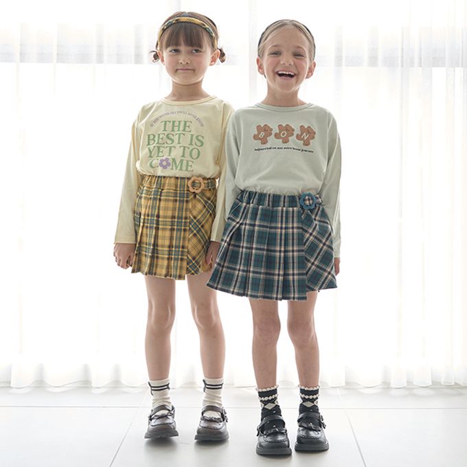 日本 Lycee mine - 純棉不易皺女孩印花長袖上衣-小熊-薄荷綠