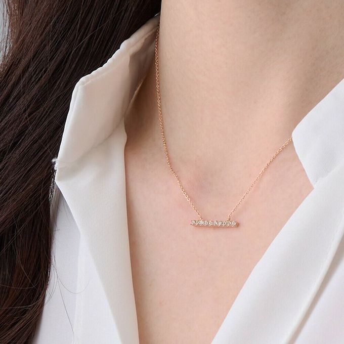 日本 Melody Accessory - 日本製 優雅橫式水鑽氣質款項鍊