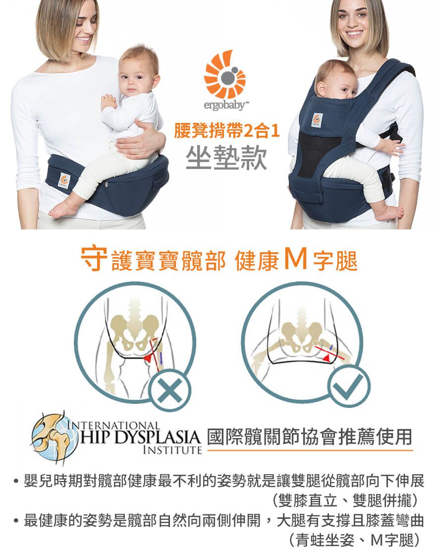 美國 ergobaby - 嬰兒坐墊式揹巾/揹帶-冰藍