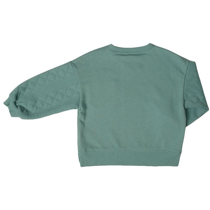 akachan honpo - 長袖鋪棉休閒上衣-拼接-綠色