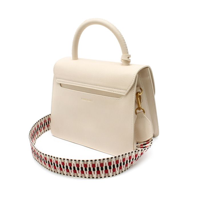 Saint Scott - Noa編織背帶掀蓋硬殼包-奶油白