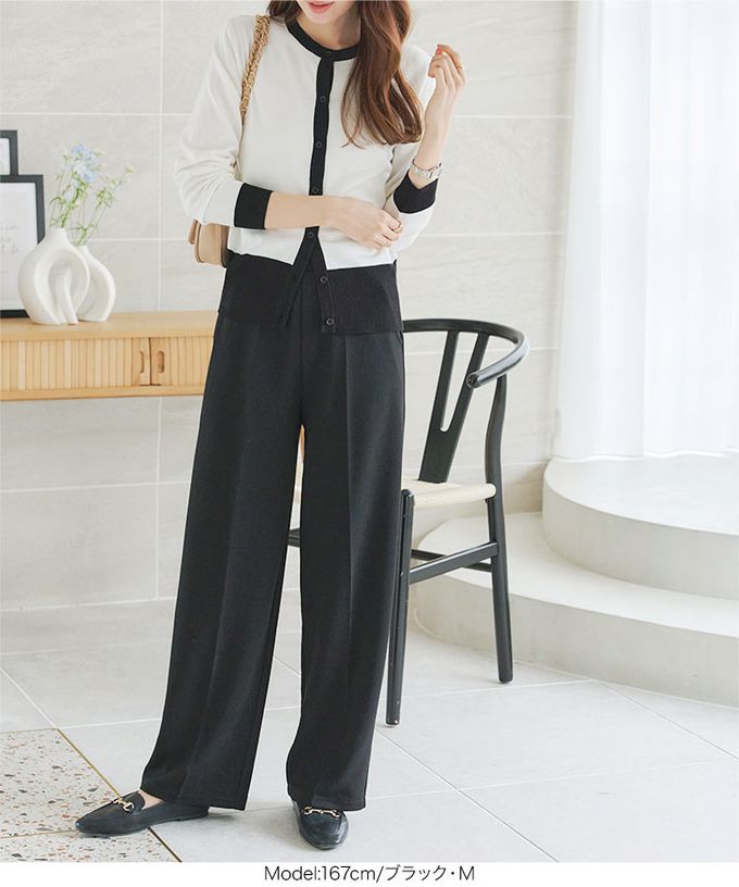 日本 Kobe Lettuce - 美腳中線！不易皺喬其紗寬版長褲-粉紅