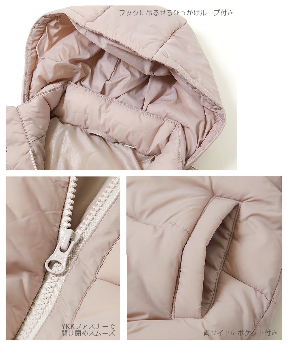 日本 devirock - 輕量保暖連帽鋪綿外套-奶油杏