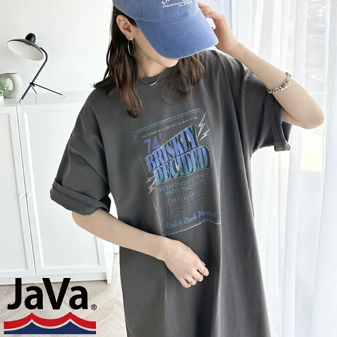 日本 Classical Elf - Java 美式古著印花純棉短袖洋裝-背後標語