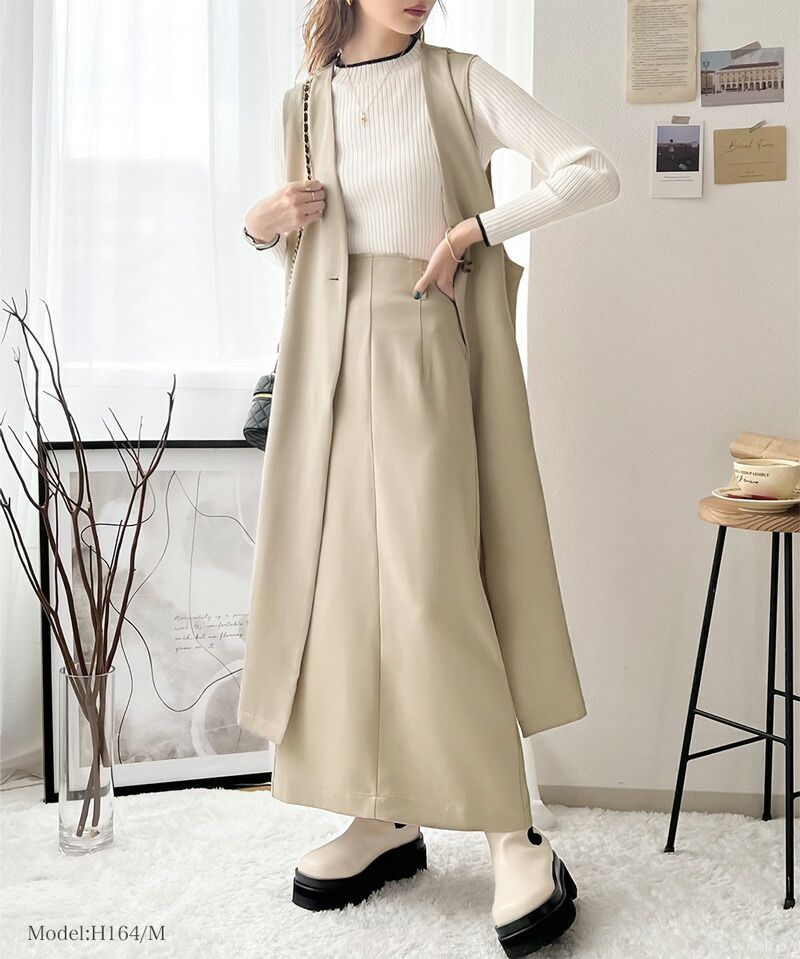 日本 Classical Elf - 四季百搭顯瘦後開衩長裙-黑