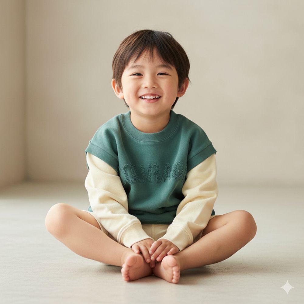 假兩件休閒上衣-綠色