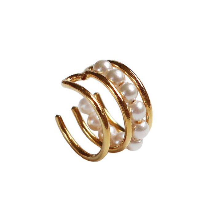 日本 Melody Accessory - 日本製 小巧珍珠線條耳骨夾-銀