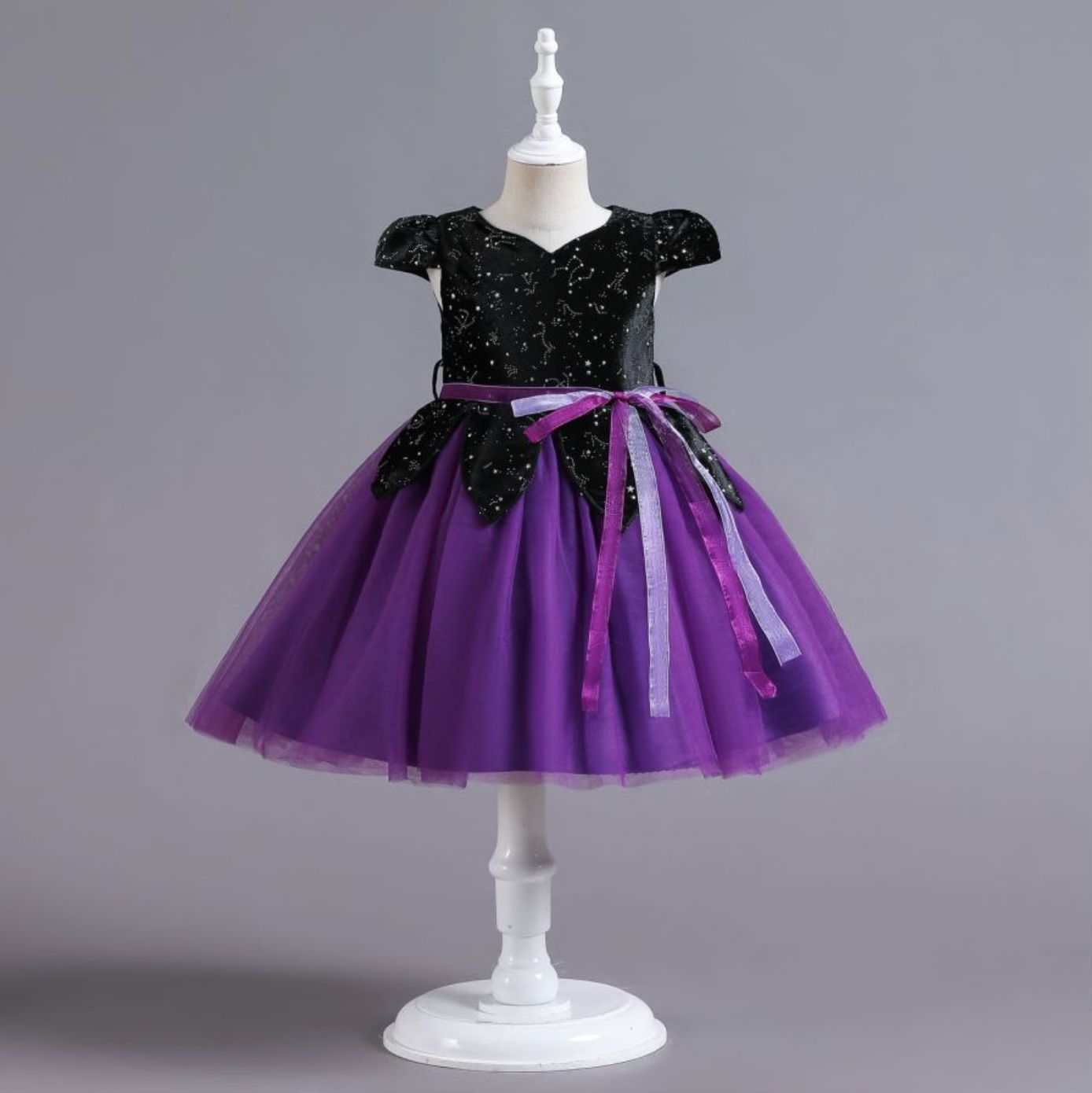 love, charlotte - 質感星空紫色澎裙巫婆洋裝-洋裝, 巫婆帽