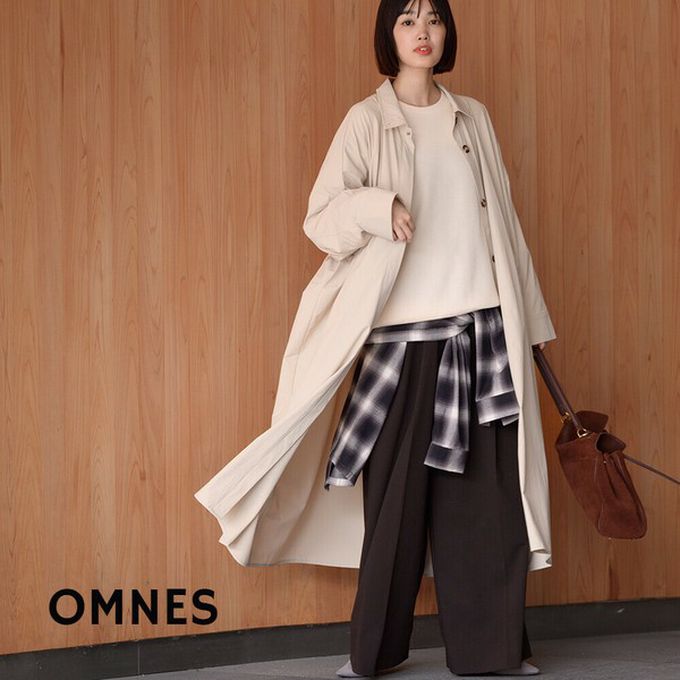 日本 OMNES - 防撕裂耐穿率性質感尼龍長版大衣-黑