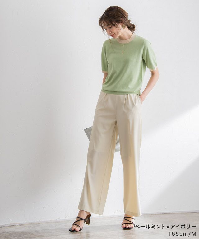 日本 Pierrot - 嫘縈混薄針織短袖上衣-灰x白