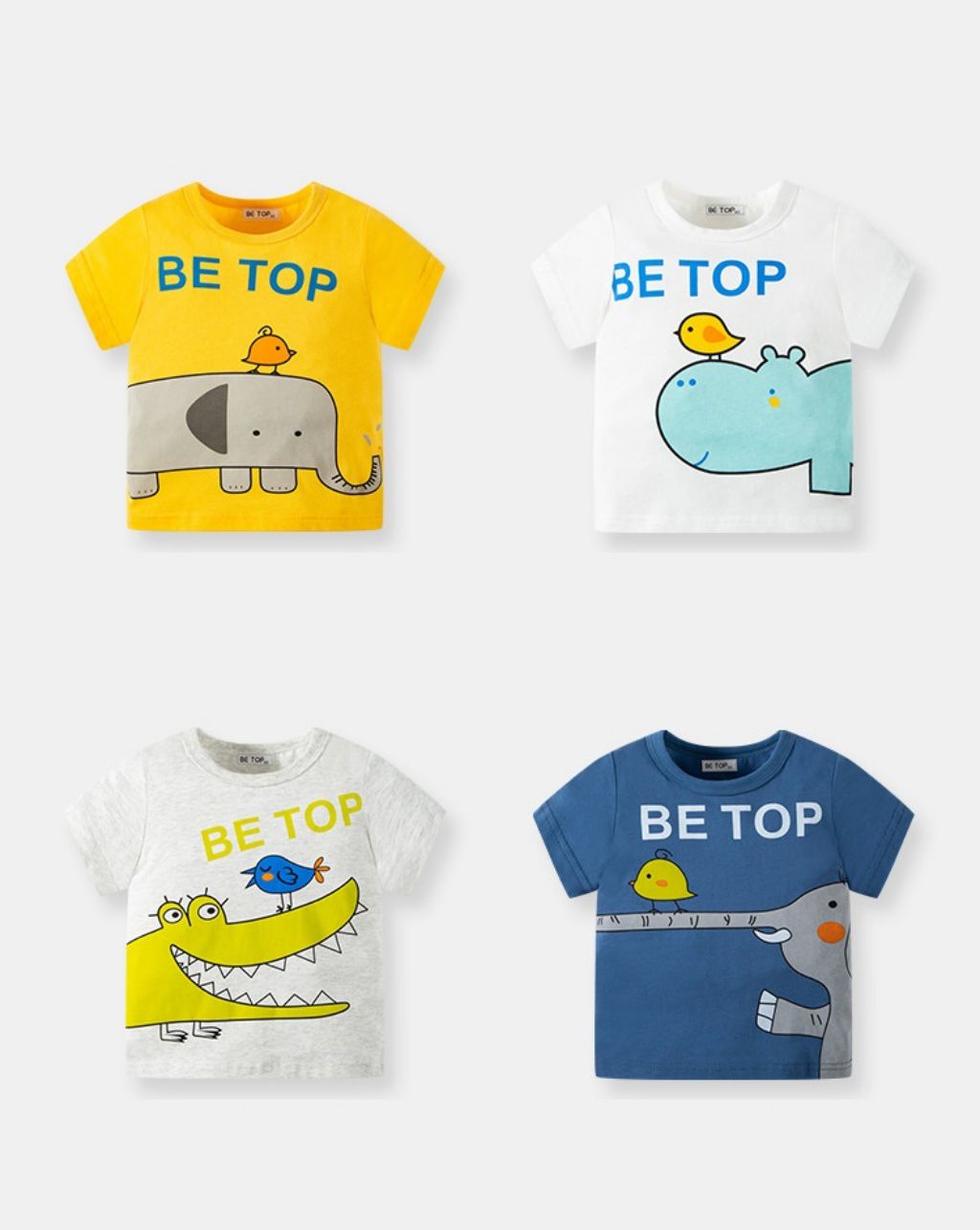 純棉短袖上衣-動物be top-黃色