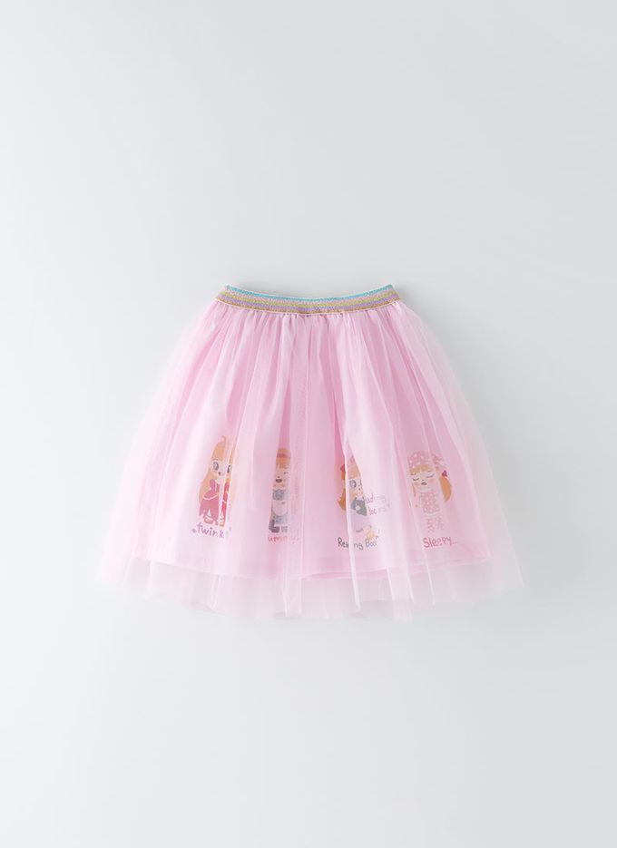 韓國 OZKIZ - 立體小女孩印澎澎紗裙-粉