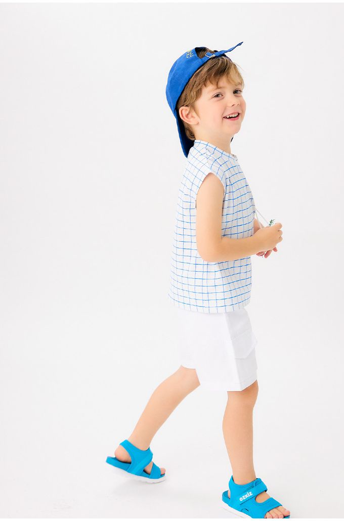 韓國 OZKIZ - 昆蟲裝飾格紋背心上衣-白