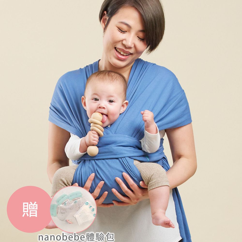 inParents - Snug 懷旅揹⼱ - 穿衣式嬰兒安撫揹巾(贈nanobebe體驗包)-標準版(適用XS–M)-靜心藍
