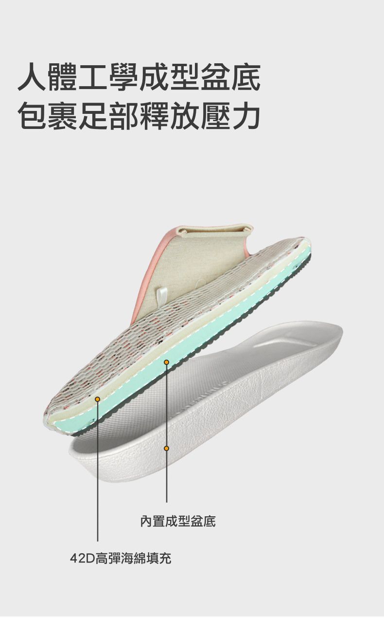 3D立體網眼透氣靜音室內拖鞋-綿羊-灰色