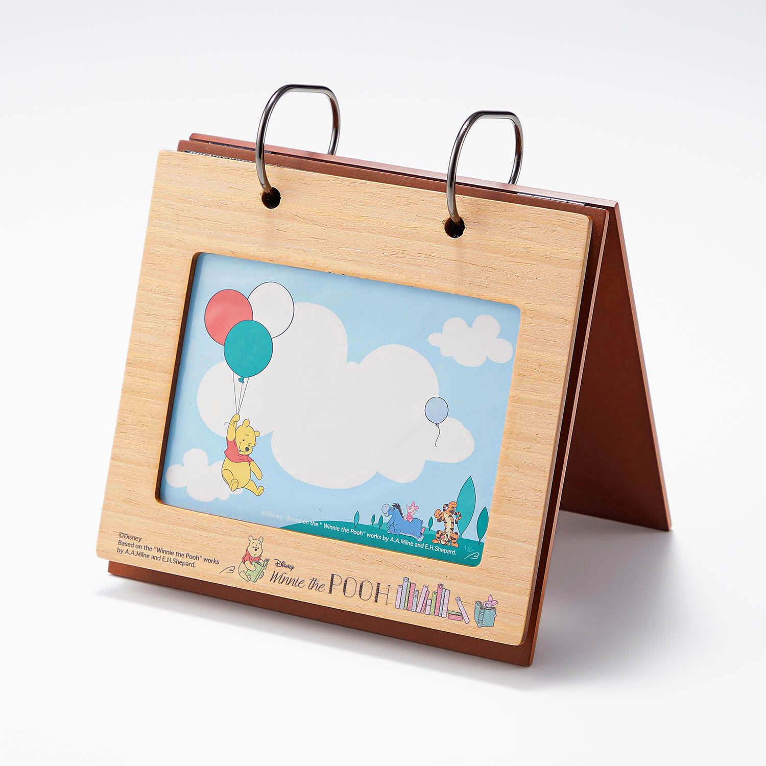 日本千趣會 - 聯名款 木紋相框型的明信片相本(50枚)-卡通人物維尼