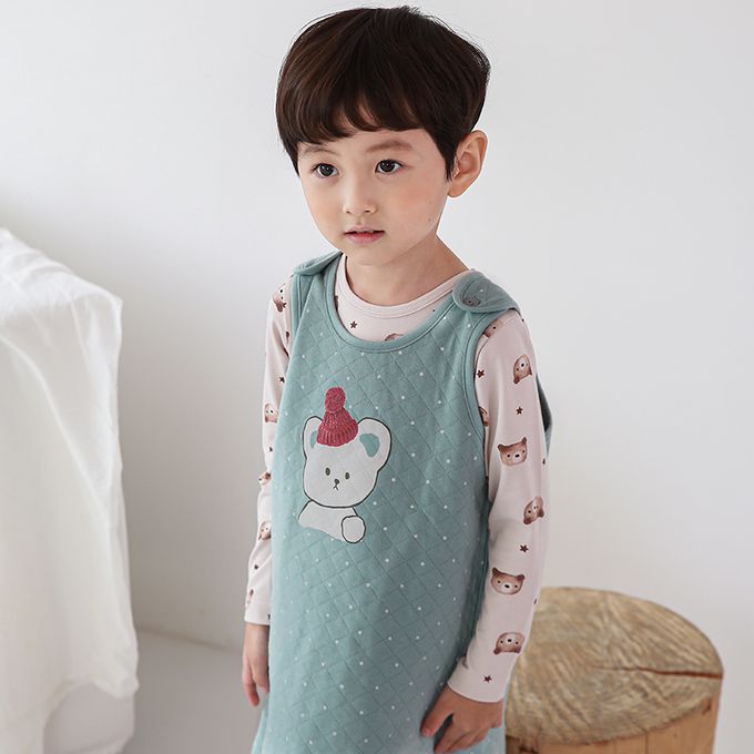 正韓 Cogibu - 極舒適無螢光劑 100% 有機棉幼兒/兒童鋪棉保暖防踢背心-北極熊