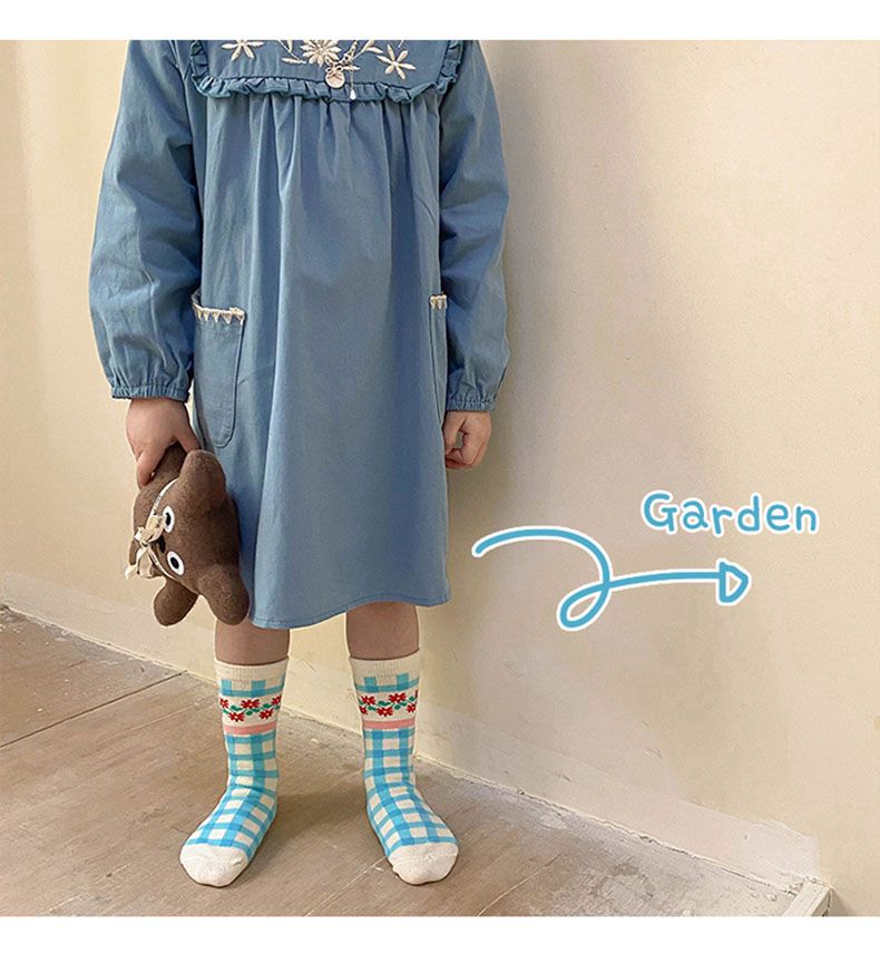 兒童中筒襪 (三入一組)-1093小熊花園-B款藍