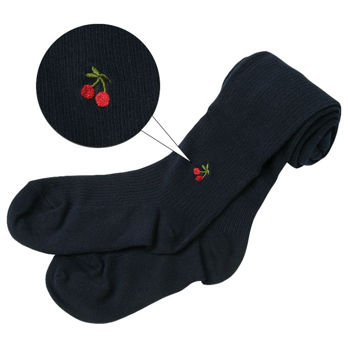 akachan honpo - 褲襪-櫻桃刺繡-深藍色