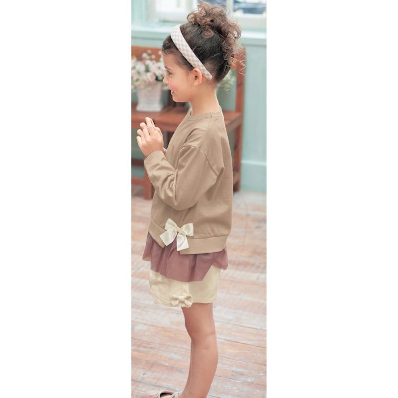 日本千趣會 - GITA 側邊蝴蝶結下擺薄紗長袖上衣-薰衣草紫