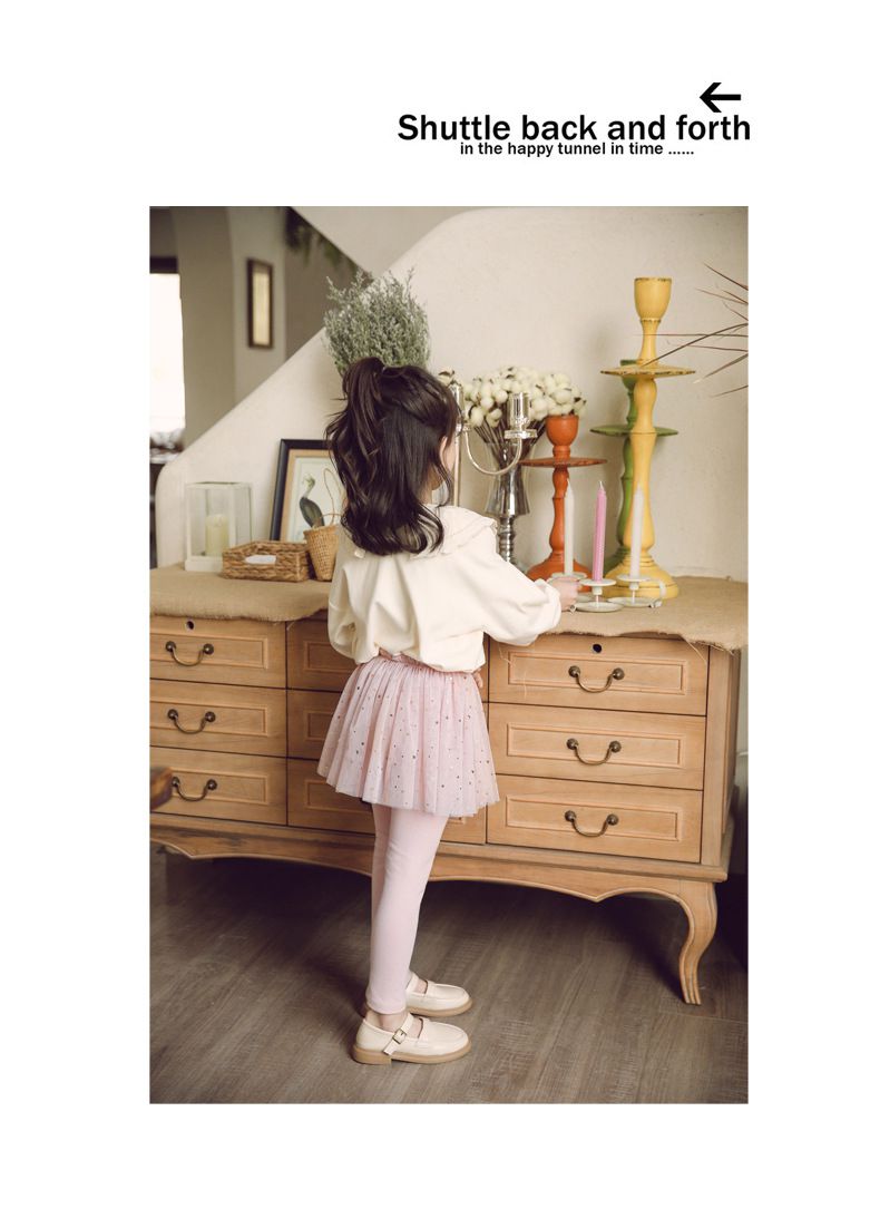 FANMOU - 假兩件亮片紗裙褲裙-星星亮片-黑色