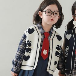 TONGMO - 學院風百搭針織背心-愛心小兔-米色