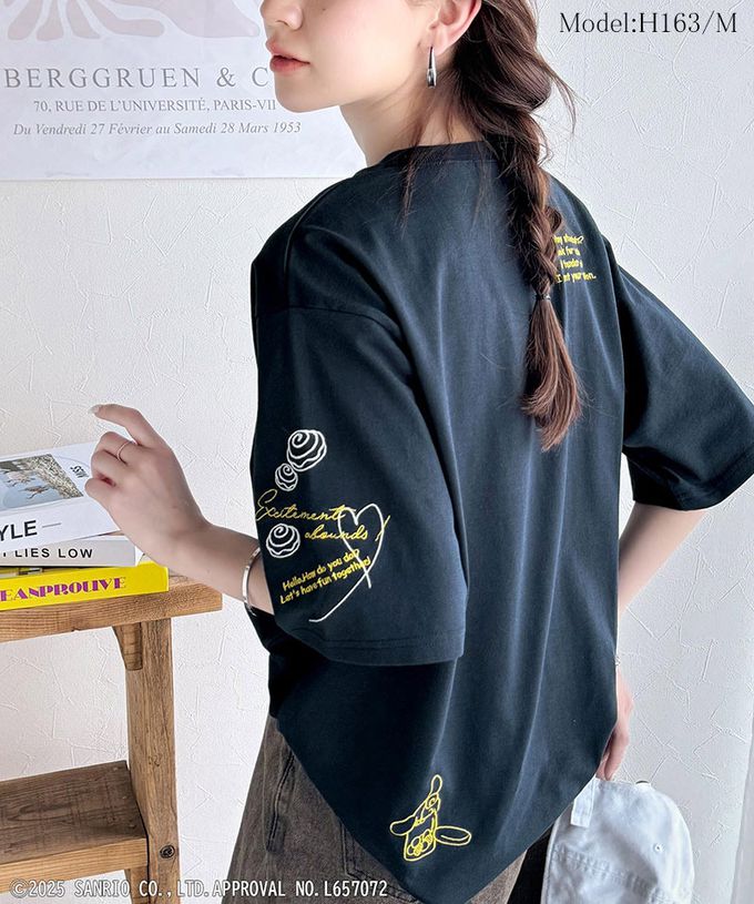 日本 Classical Elf - 三麗鷗聯名刺繡印花短袖T恤-炭灰