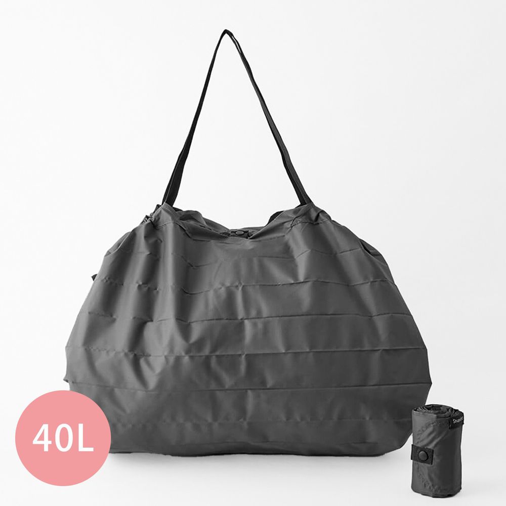 日本 MARNA - Shupatto 秒收摺疊購物袋(可掛購物籃)-五週年限定升級款-石墨灰 (L(50x38cm))-耐重15kg / 40L