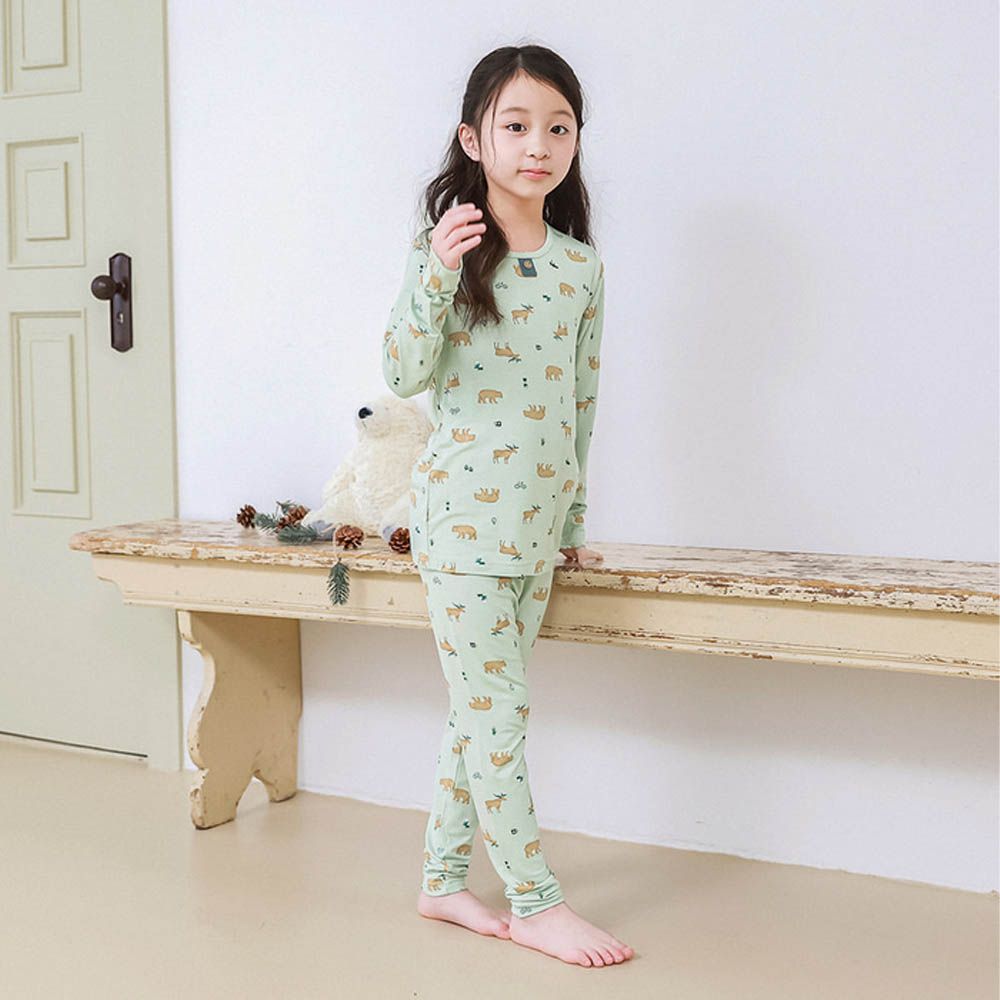 莫代爾親膚絲滑長袖家居服-野生動物-綠