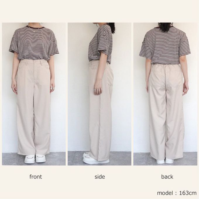 日本女裝代購 - 接觸涼感 腳長效果抗皺休閒寬褲-黑