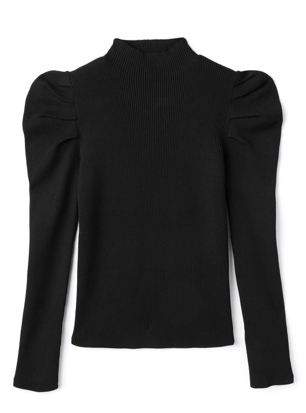 日本 GRL - 高嶺之花羊腿袖針織上衣-黑