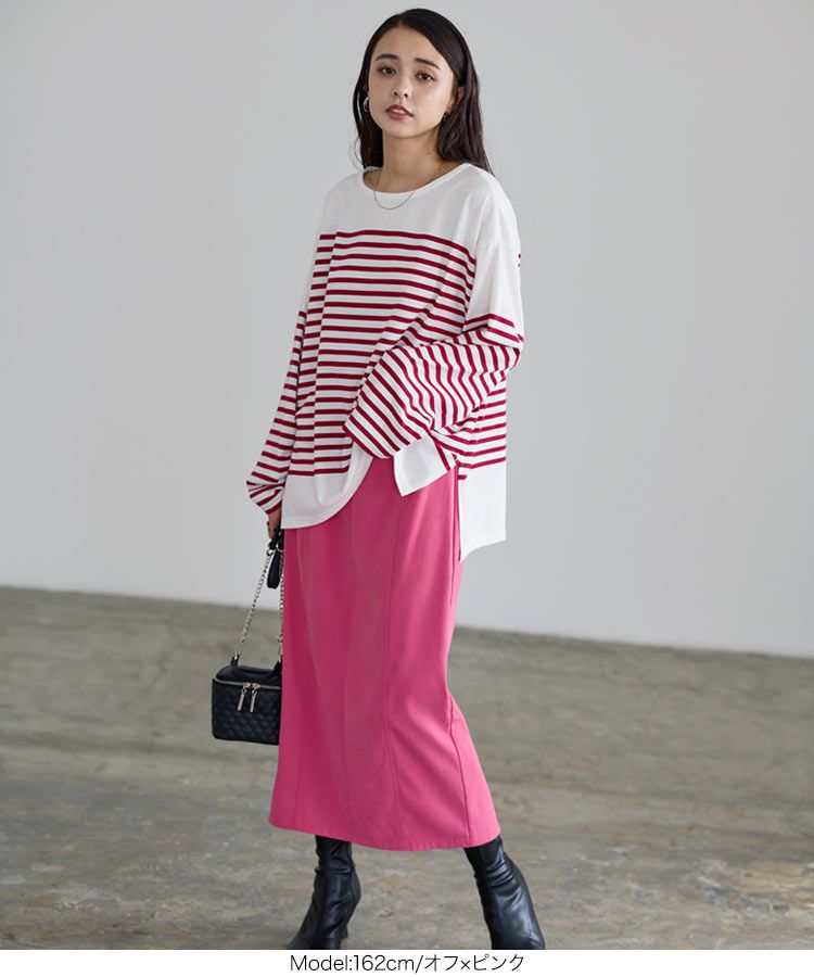 日本 Kobe Lettuce - 美型落肩橫條紋長袖上衣-綠x白