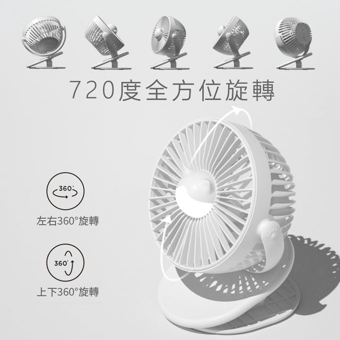Timo - 貓咪小夜燈 USB多功能立式/夾式兩用風扇 (嬰兒車可用)-白色