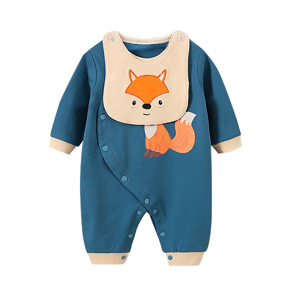 JoyNa - 嬰兒連身衣 春秋款動物造型包屁衣-藍狐狸