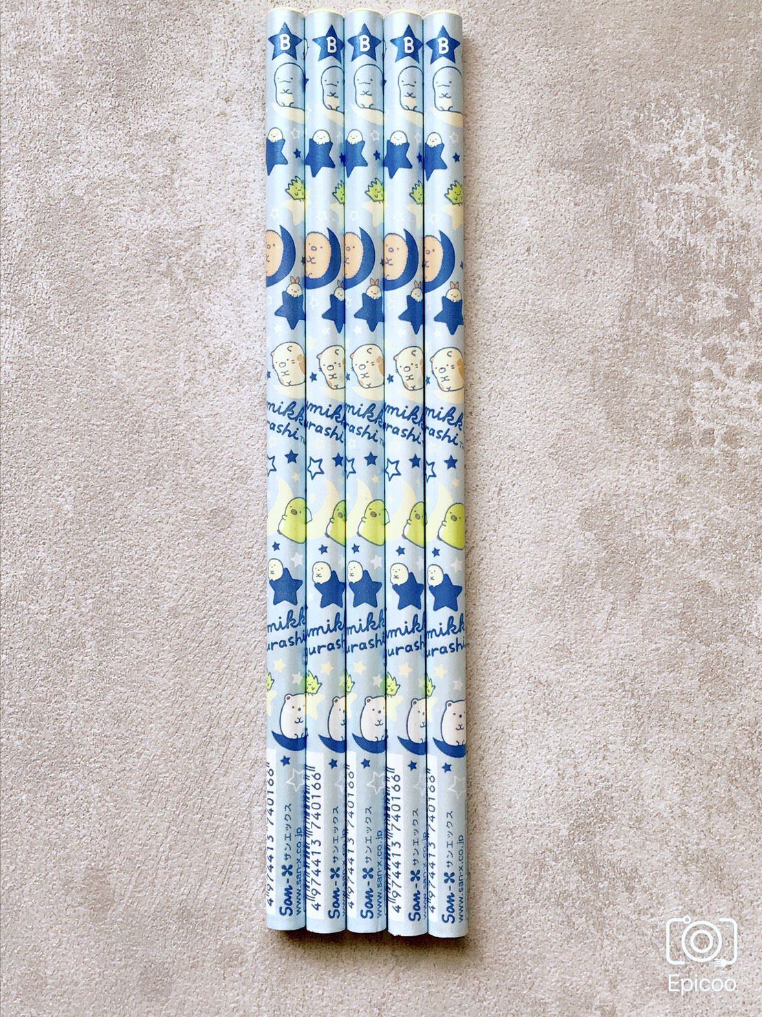 SANRIO - 日本製角落生物鉛筆5入組-藍星月-B筆芯