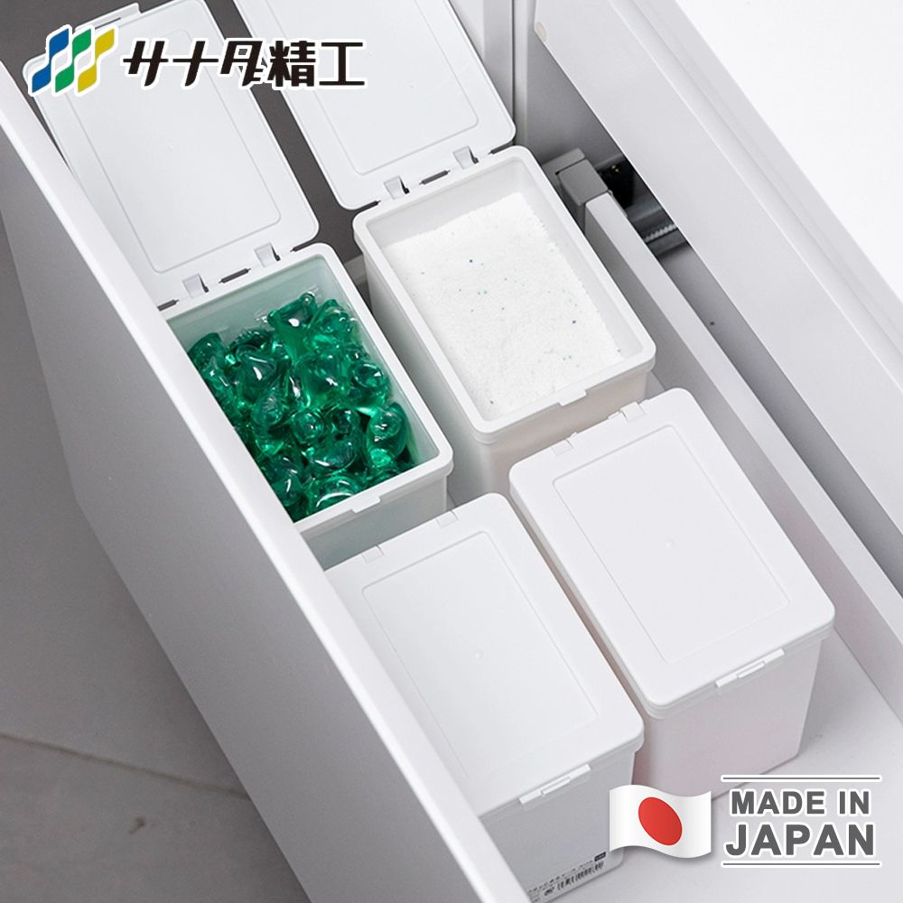 日本製可堆疊附蓋收納盒(白)10×15×16cm-4入組