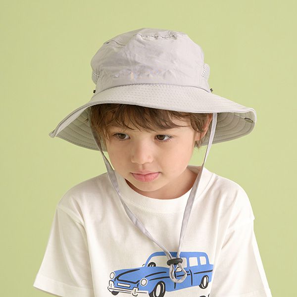 日本 b-ROOM - 抗UV側邊網眼百搭遮陽帽-淺灰 (50-54cm)
