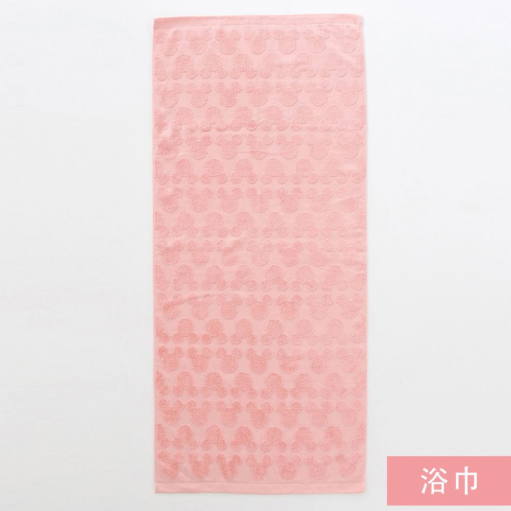 日本千趣會 - 日本製 迪士尼純棉今治浴巾-立體米奇頭-粉紅 (60x120cm)