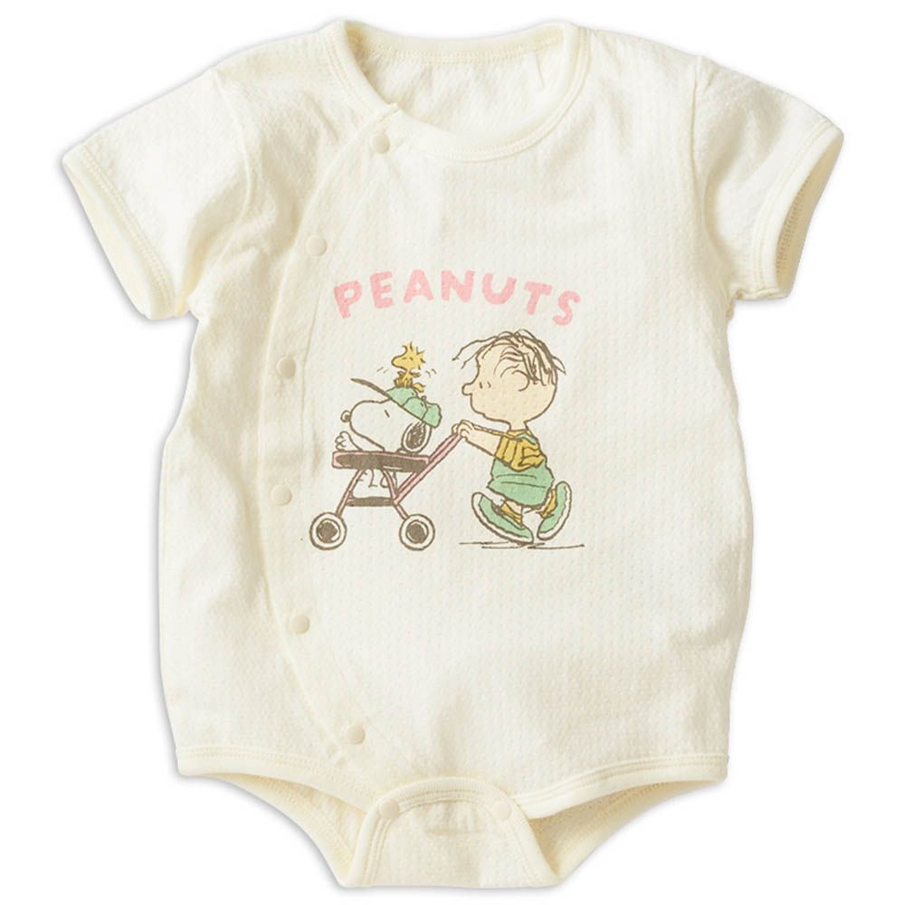 短袖兔裝-史努比側邊開闔-米白色