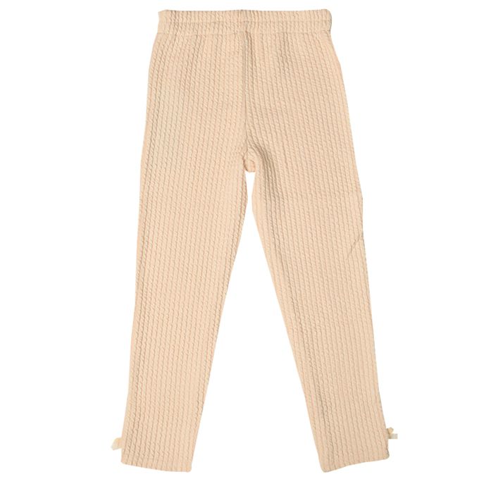 akachan honpo - 麻花針織合身褲-淺卡其色