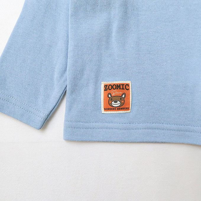 日本 ZOOLAND - 春季出遊印花長袖上衣-熊熊開車-藍