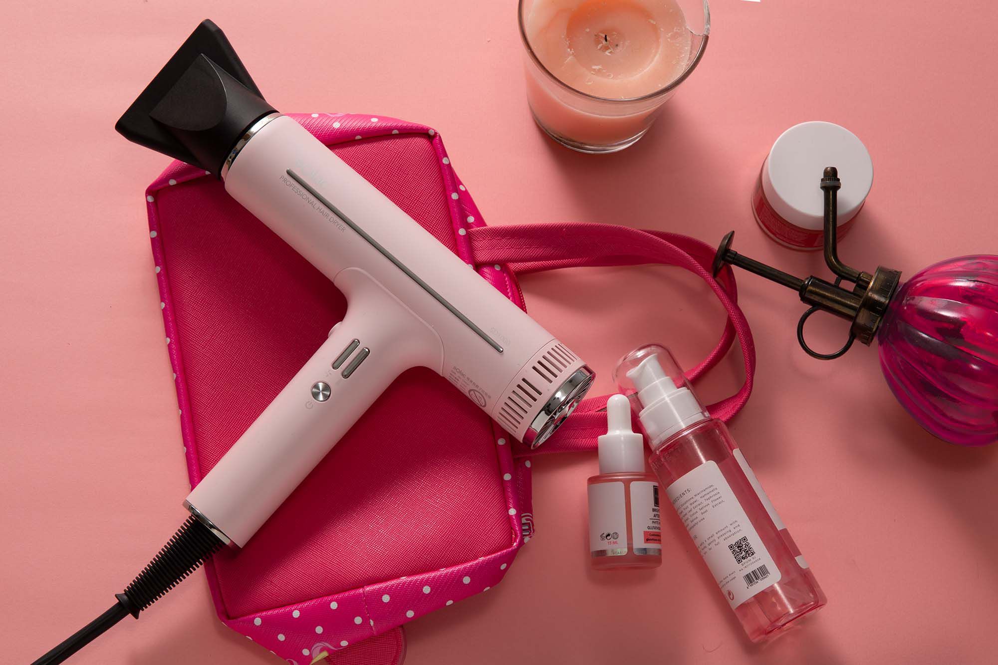 Solac - 夏日組合 專業吹風機  粉+充電小桌扇 限定薄荷綠