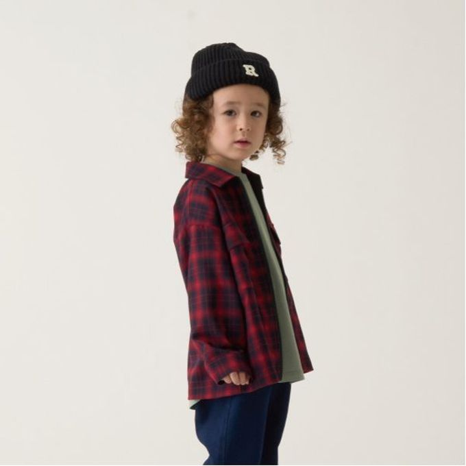 日本 b-ROOM - 經典格紋廓形長袖襯衫/夾克-綠